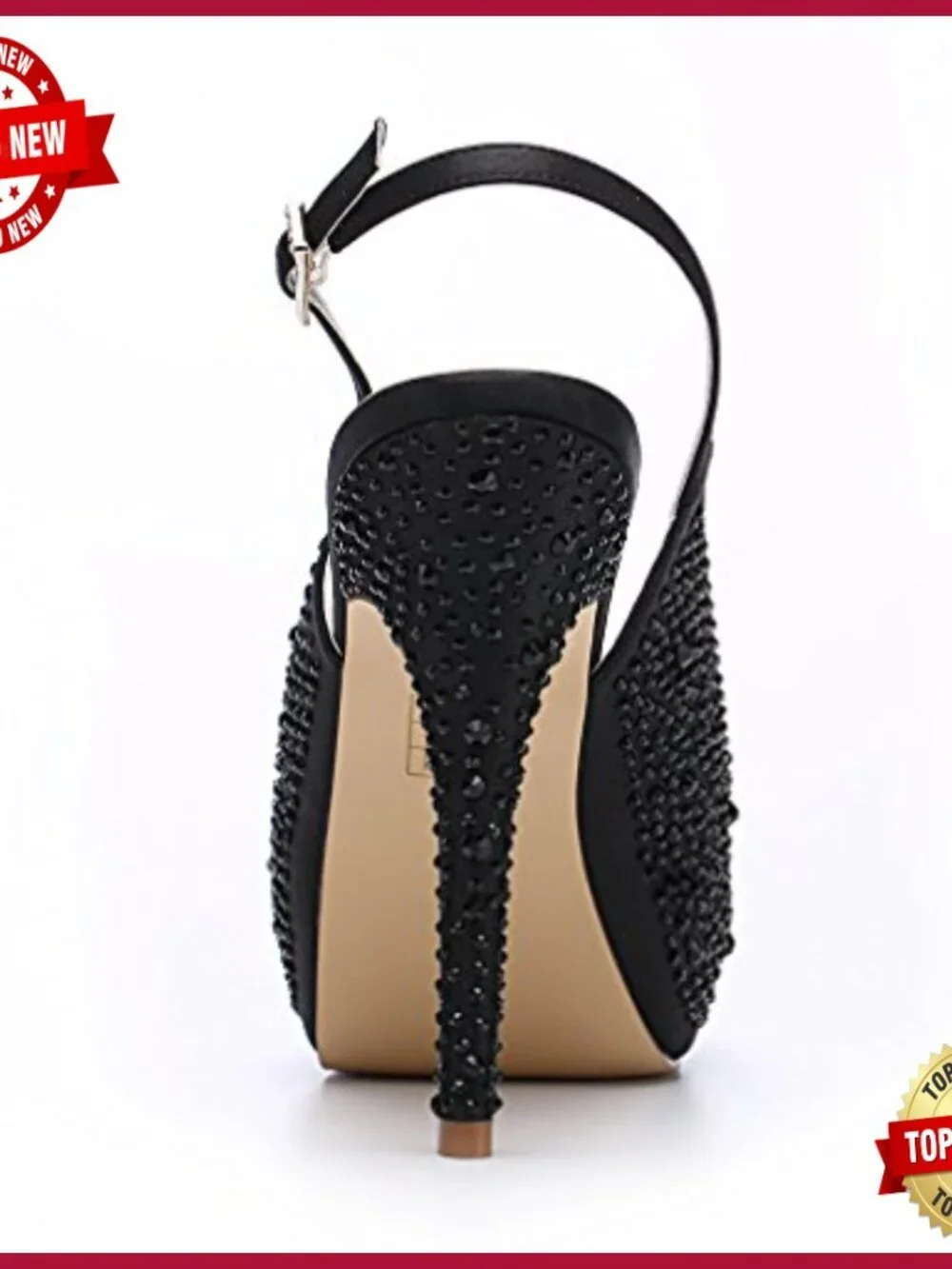 Women Rhinestone Slingback Platform Pumps High Heel Peep Toe Wedding